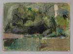 Pierre MONTHEILLET (1923-2011). « Paysage abstrait ». Gouache, encre, pastel et aquarelle...
