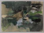 Pierre MONTHEILLET (1923-2011). « Paysage abstrait ». Pastel et aquarelle sur papier,...
