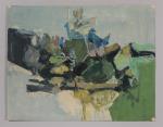 Pierre MONTHEILLET (1923-2011). « Paysage abstrait ». Gouache sur carton, non signée....