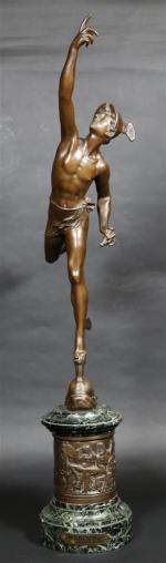 D'après Jean de BOLOGNE : Mercure. Bronze à patine médaille,...