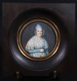 Miniature ronde vers 1840, représentant Madame Marie-Anne FELVER à l'âge...