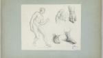 Louis JANMOT (1814-1892). " Etudes de personnages et de pieds