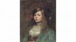 Tony TOLLET (1857-1953). " Portrait de jeune fille à la...