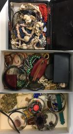 Un ensemble de BIJOUX fantaisie comprenant des colliers, bracelets, bagues,...