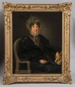 Ecole FRANCAISE vers 1830. Portrait de femme. Sur sa toile...