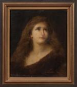 Théodore LEVIGNE (1848-18912). "Madeleine", Huile sur toile, signée en bas...
