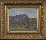 Clovis TERRAIRE (1858-1931). "Paysage de montagne". Huile sur toile marouflée...