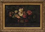 Pauline TOURNIER CUNO (XIXème siècle)."Fleurs dans une jardinière". Huile sur...