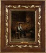 Nicolas BERTHON (1831-1888)? " Le petit paysan auvergnat assis près...