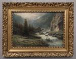 Lebrecht LORTET (1826-1901), "Vallée de Bagne", Huile sur toile Signée...