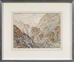 .José MINGRET (1880-1969), " Arbre près des monts enneigés "....