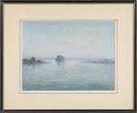 José MINGRET (1880-1969), " Le lac ". Gouache sur papier,...