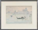 José MINGRET (1880-1969), " Gondoles à Venise ", 1929. Mine...
