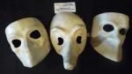 3 Véritables masques Vénitiens en cire de la Commedia Dell'arte :...