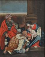 ECOLE FRANCAISE du XVIIIème
L'adoration des mages
Huile sur toile
40.5 x 32...