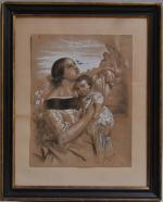 Irma GOUZET 
Mère et son enfant priant devant la Vierge...