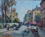 Merio AMEGLIO (1897-1970)
Paris, le pont Saint Michel
Huile sur toile signée...