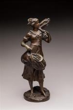 Henri Giraud (?-1895) « La faucheuse ». Sujet en bronze...