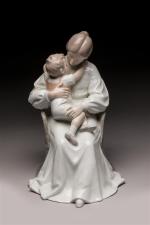 Bing et Grondahl
« Mère et enfant »
Groupe en porcelaine polychrome....