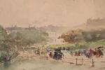 GARAT Francis (1853-?) Vue d'un parc, aquarelle, signée en bas...