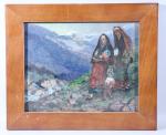 GOMEZ-GIMENO Ricardo  (1892-1954) Paysage de montagne animé
huile sur panneau
signée...
