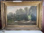 DULUC Noëly (1864-1952)
"Petite placge de rivière" huile sur toile signée...