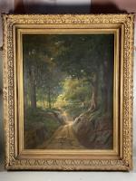 DULUC Noëly (1864-1952)
"Chemin dans les bois" huile sur toile signée...