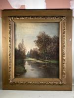DULUC Noëly (1864-1952)
"Paysage à la rivière" huile sur toile signée...