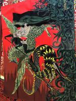 D'après CHOULET, "Saint Michel terrassant le dragon", impression sur tapisserie...