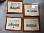 Quatre gravures XIXème siècle. Scène de port. 16 x 21...