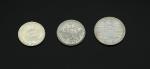 Trois pièces en argent : 100 F Bicentenaire du Musée...