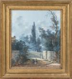 Pierre Antoine MONGIN (Paris 1761 - Versailles 1827). Promeneurs dans...