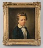 Pierre BONIROTE (1811-1891). Portrait d'enfant, 1844. Huile sur toile. Signé/situé...