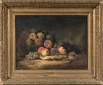 Alfred Arthur BRUNEL DE NEUVILLE (1852-1941). Fruits. Huile sur toile....