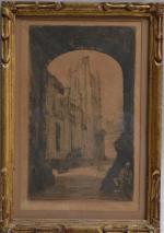 Henry Wilfrid DEVILLE (1871-c.1932)
Nantes, la cathédrale, 1914. 
Estampe signée et...