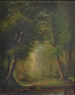 F. BIRY (fin XIXème)
Promenade dans les bois, 1896. 
Huile sur...