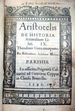 ARISTOTE. Aristotelis de Historia animalium libri IX. Paris, P. Calvarin,...