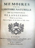 ASTRUC (Jean). Mémoires pour l'histoire naturelle de la province du...