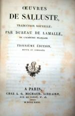 SALLUSTE. OEuvres de Salluste, traduction nouvelle par Dureau de Lamalle....