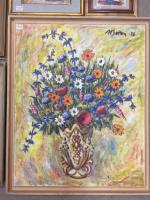 Marcelle BOTTON (1900-1982), Ensemble de sept huiles sur panneaux : "Bouquets...