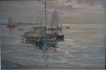 Georges LHERMITTE (1882-1967)
Morbihan, pêcheur dans leurs bateaux
Huile sur isorel signée...
