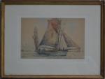 Ernest VAUTHRIN (1878-1949)
Voiliers en mer
Aquarelle signée en bas à gauche
12...