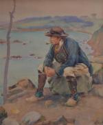 Alphonse BIRCK (1859-1942)
Breton assis regardant la mer
Aquarelle signée en bas...