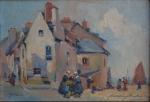 Henri BURON (1880-1969)
Saint Servan, vieilles maisons, 1930. 
Huile sur panneau...