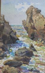 M. GUERIN (XIX-XXème)
Les rochers, 1919. 
Aquarelle signée et datée en...