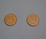 Deux pièces or 20 francs, Génie de la République, 1898
