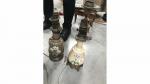Deux pieds de LAMPE en céramique montés à l'electricité