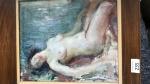ROUX ALENGIL. "Femme nue". Huile sur toile signée en bas...