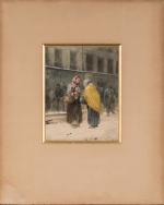 Adrien Emmanuel MARIE (1848-1891),
Deux femmes dans la rue,
Gouache et aquarelle...