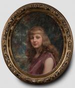 Tony Tollet (1857-1853).
Portrait de Mme Elisabeth Ancel.
Huile sur panneau.
Signé en...